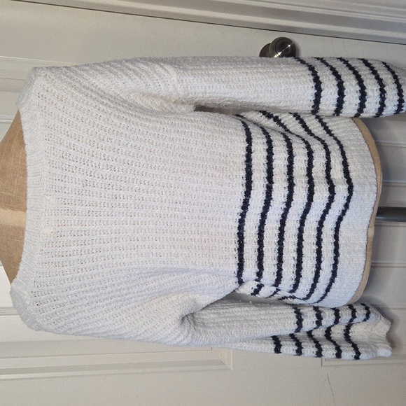 Fuzzy Crop Sweater With Stripes - Picture 2 of 5